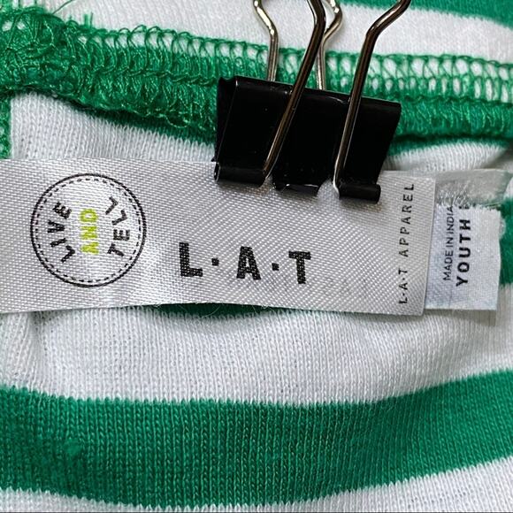 LAT Youth Green & White Striped Pajama Pants Size Large - Picture 2 of 5